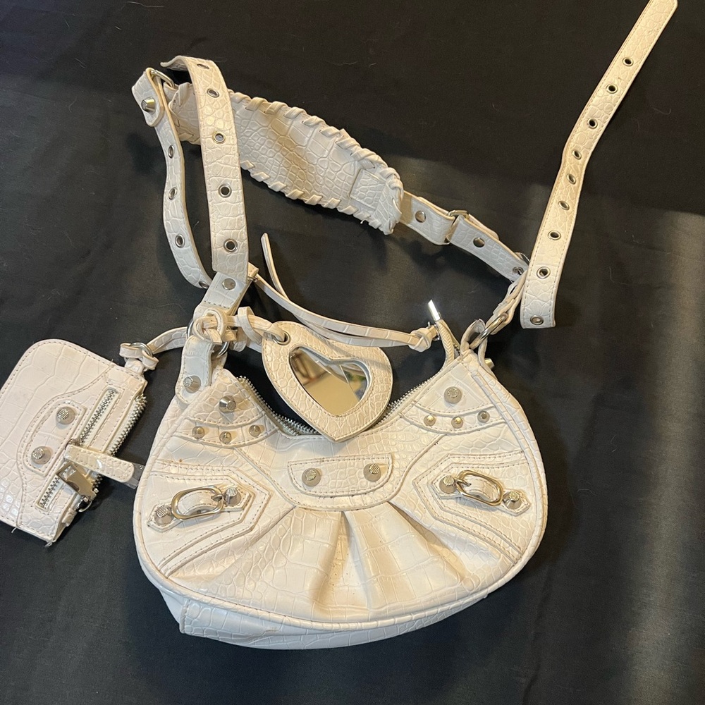 White leather purse